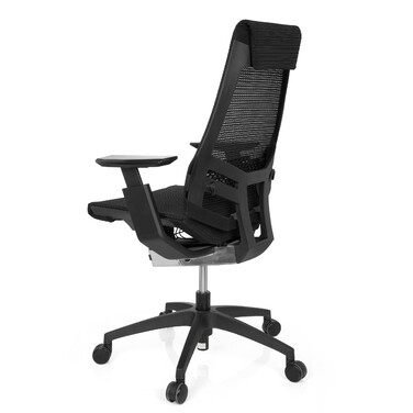 Офісний крісло GENIDIA SMART BLACK з сітчастою спинкою, чорний колір, hjh OFFICE