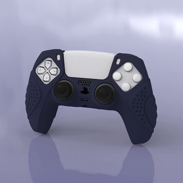 Чохол eXtremeRate PlayVital для контролера PS5, захисний ергономічний силіконовий кейс з ручками, накладки на стіки, 2 шт., колір Guardian Edition, синій (Midnight Blue)