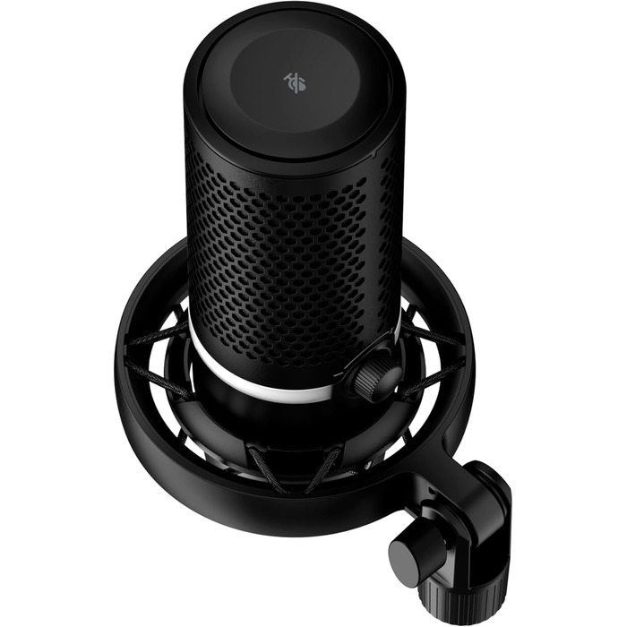 HyperX DuoCast USB конденсаторний мікрофон з RGB підсвіткою, вбудованим поп-фільтром, антивібраційним кріпленням, регулюванням підсилення, сумісний з ПК, PS5, PS4, Mac, чорний