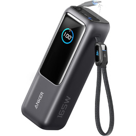Powerbank Anker 25000mAh з 3 портами USB-C 100W, вбудований кабель, для iPhone, MacBook, Samsung