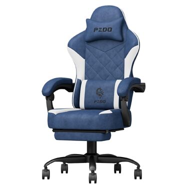 Ігровий стілець Ergonomic Gaming Chair з підставкою для ніг, ергономічне комп'ютерне крісло з високотехнологічної тканини для дорослих та підлітків, синій