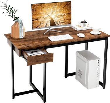 Комп'ютерний стіл COSTWAY, дерево, вінтажний коричневий, 120x55x75 см