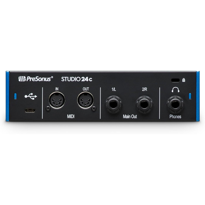 Аудіоінтерфейс PreSonus Studio 24c USB-C для запису, стрімінгу та подкастингу з програмним забезпеченням (2 мікрофонні преампи/2 виходи)