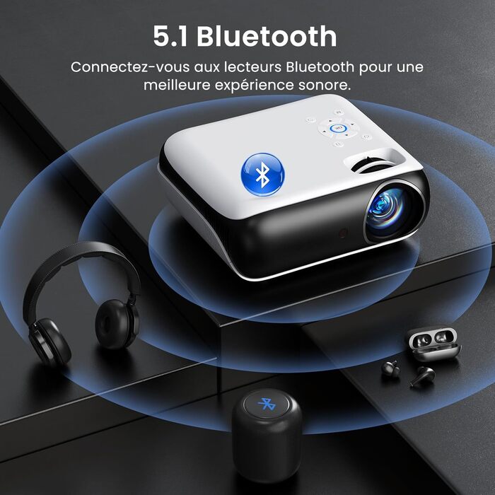 Проектор HAPPRUN Mini Beamer 4K H1: 1080P, Bluetooth, портативний, для дому та кінотеатру