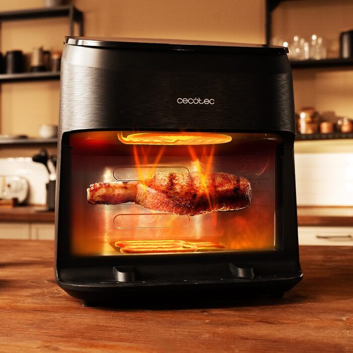 Аерофритюрниця-гриль Cecotec Cecofry & Grill Smokin' 6500 Plus 6.5л, 2200 Вт, з функцією копчення, подвійним грилем та вікном