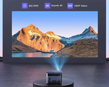 Проектор Mini Beamer 4K Smart з WiFi6, Dolby Audio, Bluetooth, 1080P, Автофокус, Вертикальна корекція, Короткий кидок, Вбудовані додатки (Бежевий)