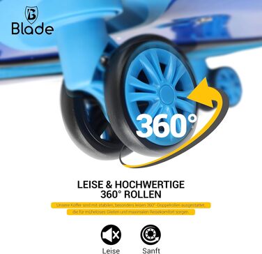 Набір валіз Blade 3 шт. розширювані - полікарбонатні валізи на колесах з TSA замком (синій, великий розмір)