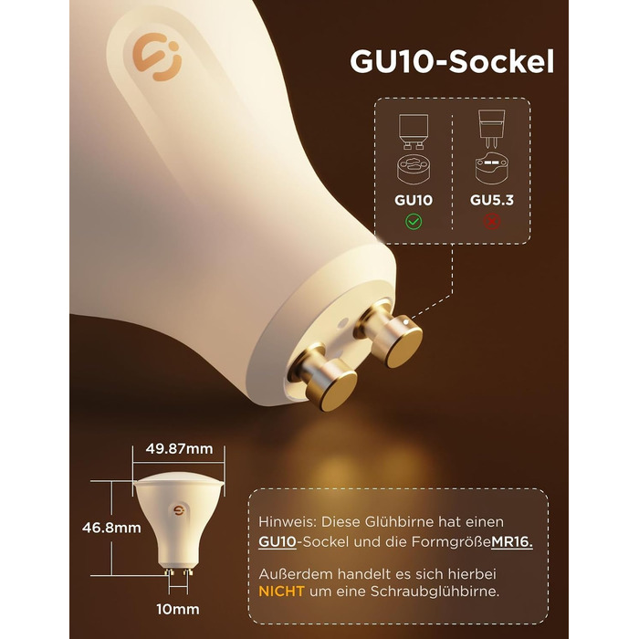 Розумна LED лампа Govee GU10 RGBWW, Matter, Alexa, Google Home, 400Лм, WLAN, регулювання яскравості, зміна кольорів, синхронізація з музикою, 4 шт