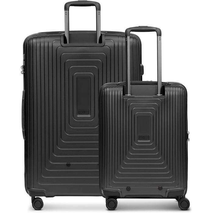 Набір валіз REDOLZ Essentials 14 Black Metallic - 2 шт (S + L) з відділенням для ноутбука | Розширювані валізи для жінок та чоловіків