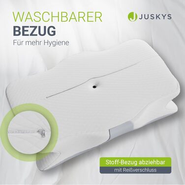 Подушка для шиї Juskys 2 шт. з Memory Foam, ергономічна, дихаючий чохол, для здорового сну - білий/сірий