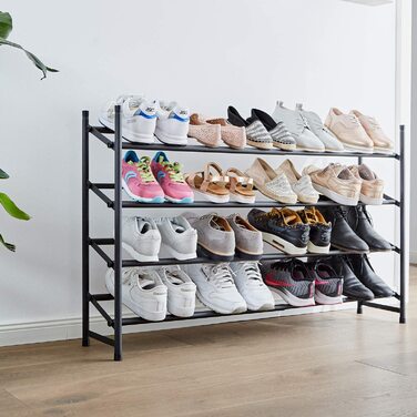 Металевий стелаж для взуття LOVE IT STORE IT Loft, 4 рівні, розсувний, стійкий, до 20 пар, чорний матовий