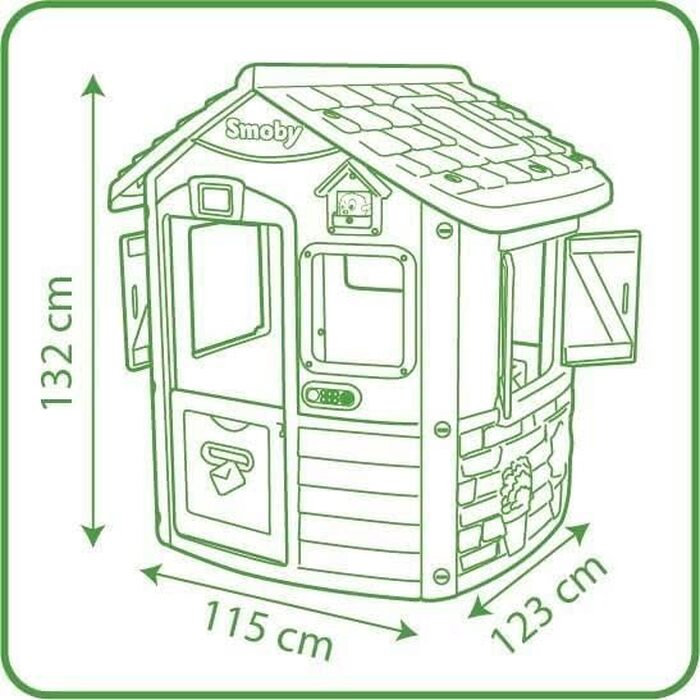 Дитячий будиночок Smoby Life Jura Lodge (115x123x132 см) з переробленого пластику - вуличний будиночок для дітей з годівницею для птахів, для саду та тераси, від 2 років