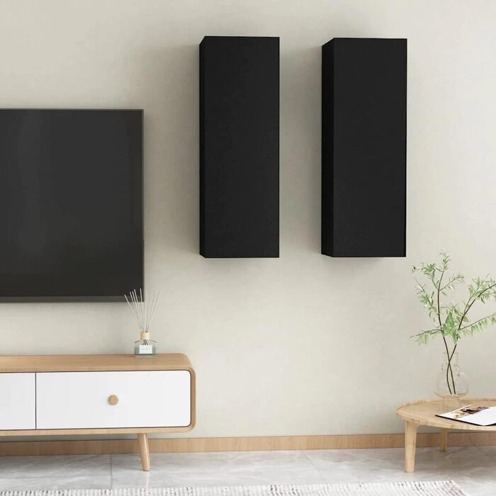 Комплект із 2-х навісних шаф для телевізора vidaXL, білий, 30,5x30x90 см, ДСП, меблі для вітальні