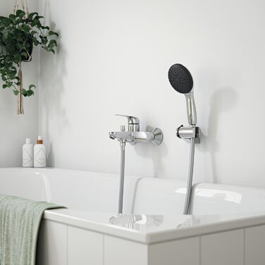 Змішувач для ванни Grohe Swift, хром, з інструментом, настінний, з автоматичним перемиканням ванна/душ, з зворотним клапаном, з металевими важелями, S-з'єднання, 24335001