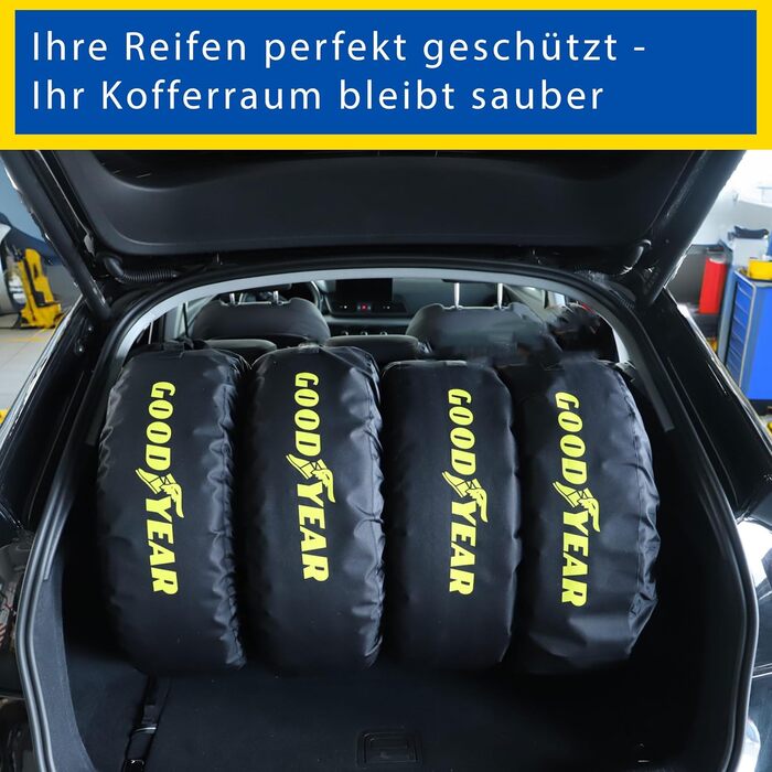 Сумки для шин Goodyear з 600D поліестеру, чорні, водовідштовхувальні, захист від УФ, набір 4 шт.