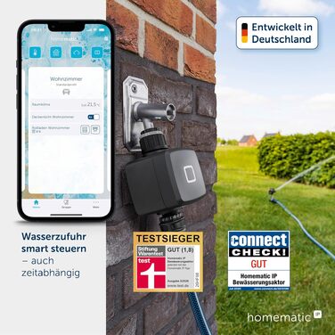 Homematic IP Актор поливу антрацит, розумний дім, керування через додаток, інтелектуальний контролер поливу саду