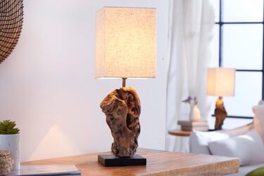 Настільна лампа з масиву цінної деревини Invicta Interior, ручна робота, абажур коричневий, ексклюзивний дизайн, декор у стилі трібхольц