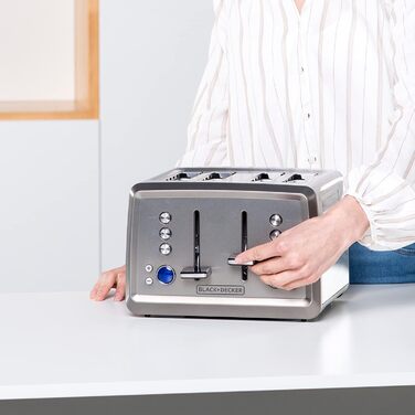 Тостер BLACK+DECKER BXTO1960E 1960Вт, 4 слоти, 6 режимів, цифрове налаштування, підігрів і розморожування, автоматичне центрування, підігрівач для булочок