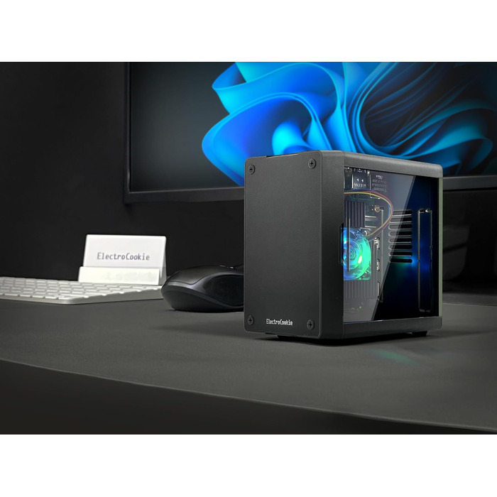 Корпус для Raspberry Pi 5 ElectroCookie Mini-PC з активним RGB підсвічуванням і кулером, матовий чорний