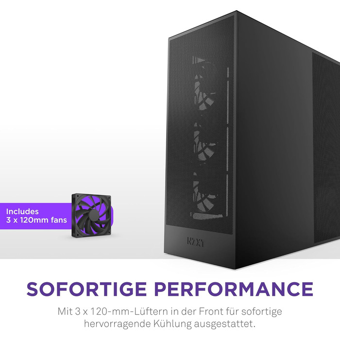 Корпус NZXT H7 Flow для ПК, Mid-Tower ATX, чорний, з потужною вентиляцією, підтримка до 3х 120-мм вентиляторів знизу для охолодження відеокарти, 3х 120-мм фронтальних вентиляторів, місце для радіатора 420 мм спереду