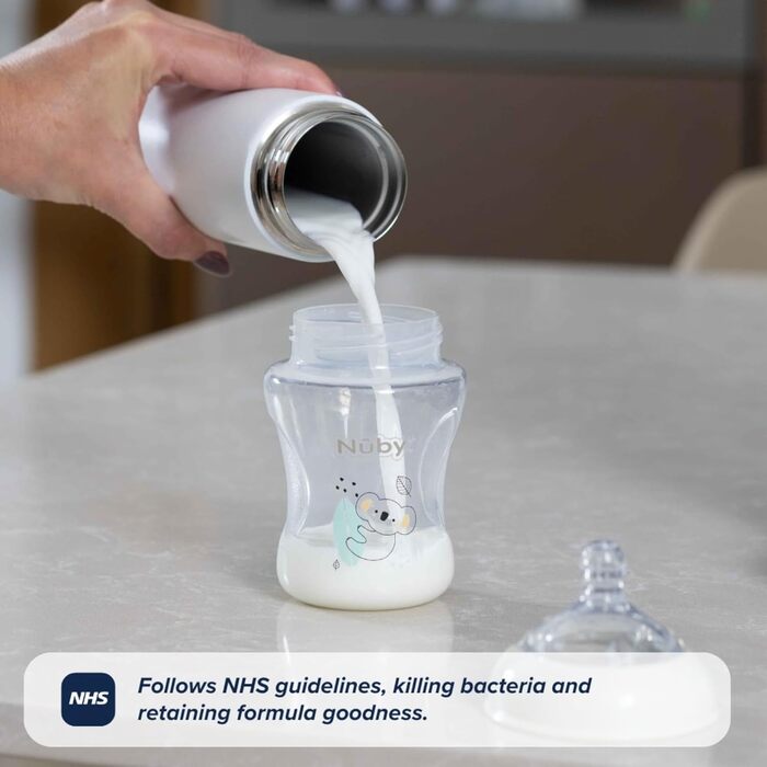 Nuby RapidCool™ Подвійний набір для приготування дитячої суміші: швидке охолодження за 2 хвилини, дозатор, ізотермічна пляшка, ідеально для подорожей