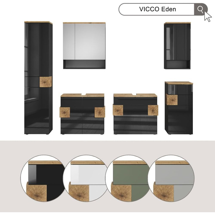 Тумба під умивальник Vicco Eden, зелена, 70 x 64.5 см, з 2 шухлядами для ванної кімнати