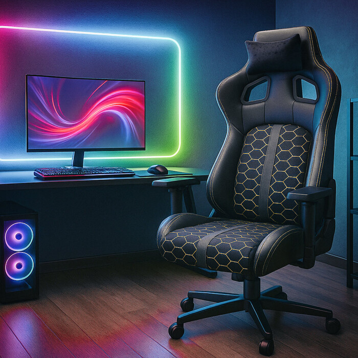 Ігрове крісло Cyberlux Hermes Fabric Black Gold Lite (арт. GM-403 B Lite)