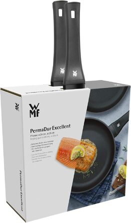 Набір сковорідок WMF PermaDur Excellent 2 шт для індукції (28 см + 24 см) з алюмінієвим покриттям та термостійкими ручками