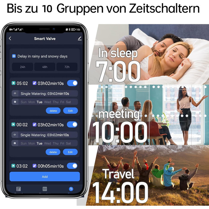 Bluetooth поливний комп'ютер з турбінним лічильником води, 10 програм, Tuya/Smart Life