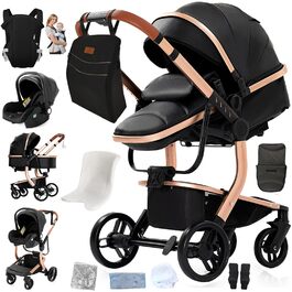 Дитячий візок 3 в 1 Magic ZC PU-Leder L518 Black: прогулянковий, універсальний, з автокріслом та сумкою для мами