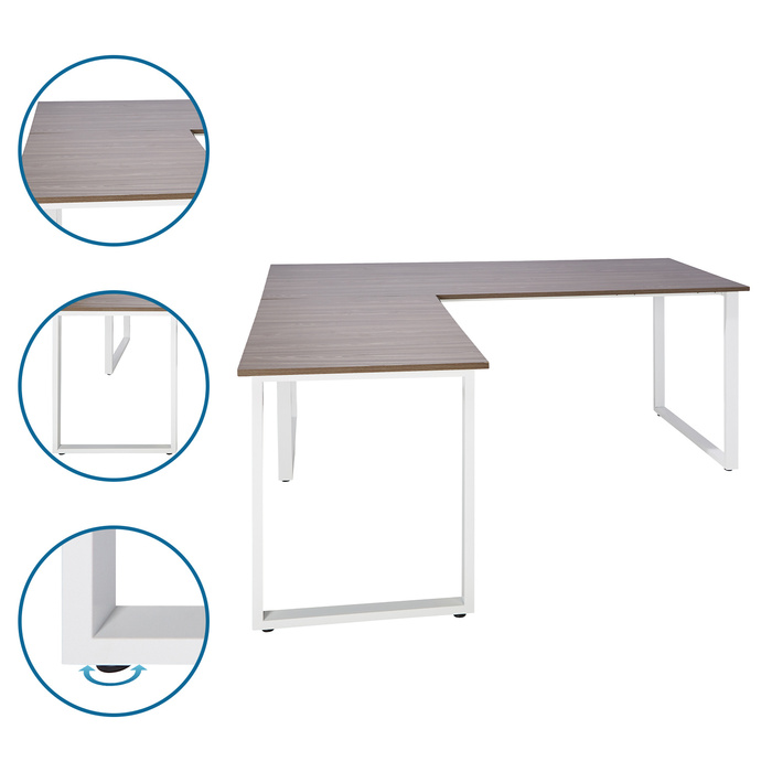 Робочий стіл WORKSPACE XL I 180 x 180 см сірий / білий hjh OFFICE
