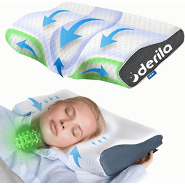 Ортопедична подушка Derila Queen Size з піни Memory Foam для бокового, спинного та переднього сну