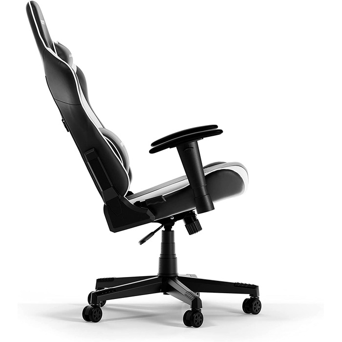 Ігрове крісло DXRacer PRINCE P132, чорний і білий, оригінал, PVC шкіра