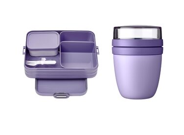 Набір ланчбоксів Mepal Lunch to go Set з контейнером Lunchpot, великий бенто-бокс з відділеннями для дорослих, Vivid Lilac