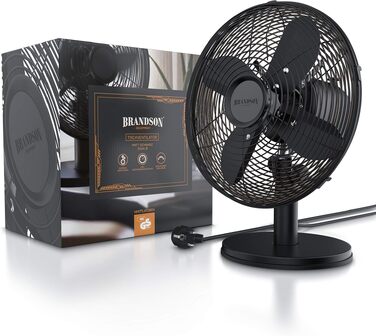 Вентилятор настільний Brandson мідний, 3 швидкості, з коливанням 80°, металевий корпус, чорний матовий