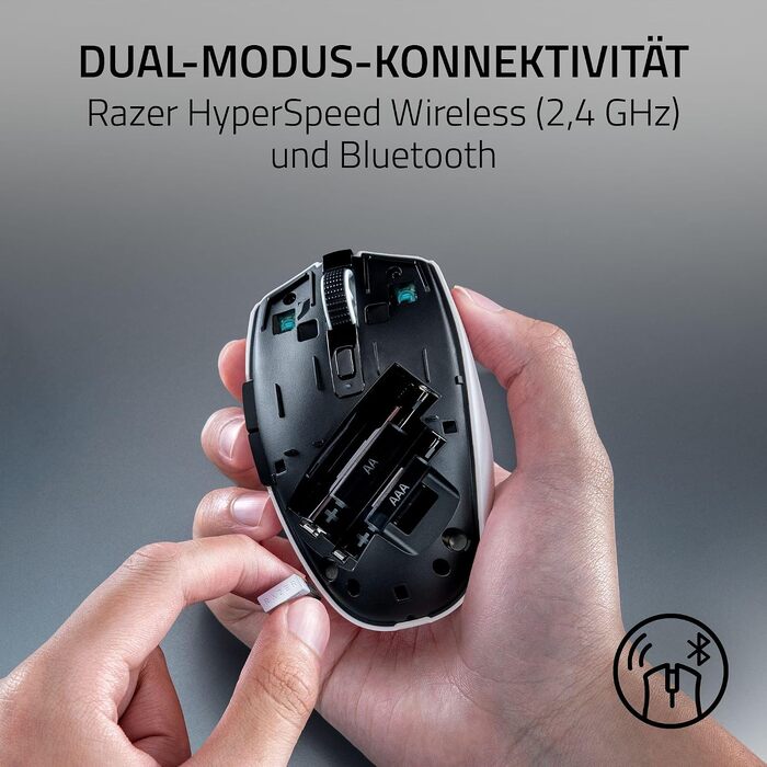 Ігрова бездротова миша Razer Orochi V2 HyperSpeed та Bluetooth, оптичний сенсор 18K DPI, 60 г, біла