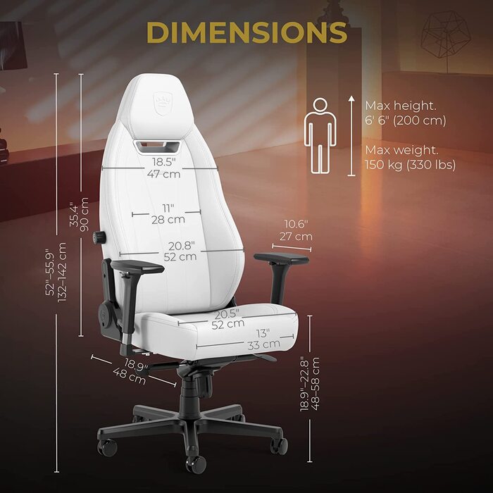 Ігрове крісло noblechairs Legend, біле, екошкіра, 4D підлокітники, до 150 кг