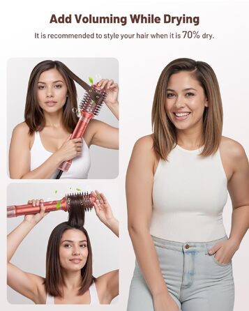 HITTIONA 5-в-1 Airstyler + Фен-щітка для волосся з іонізацією 110 000 об/хв, Автоматичний локон, Без термопошкоджень, Швидке сушіння та об'єм, Професійний стайлер для всіх типів волосся + Чохол для подорожей, Колір: Вишнево-червоний