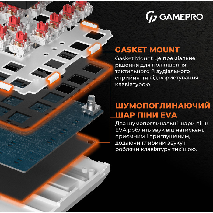 Дротова механічна клавіатура GamePro MK160W (Red) з Hot-Swap RGB White