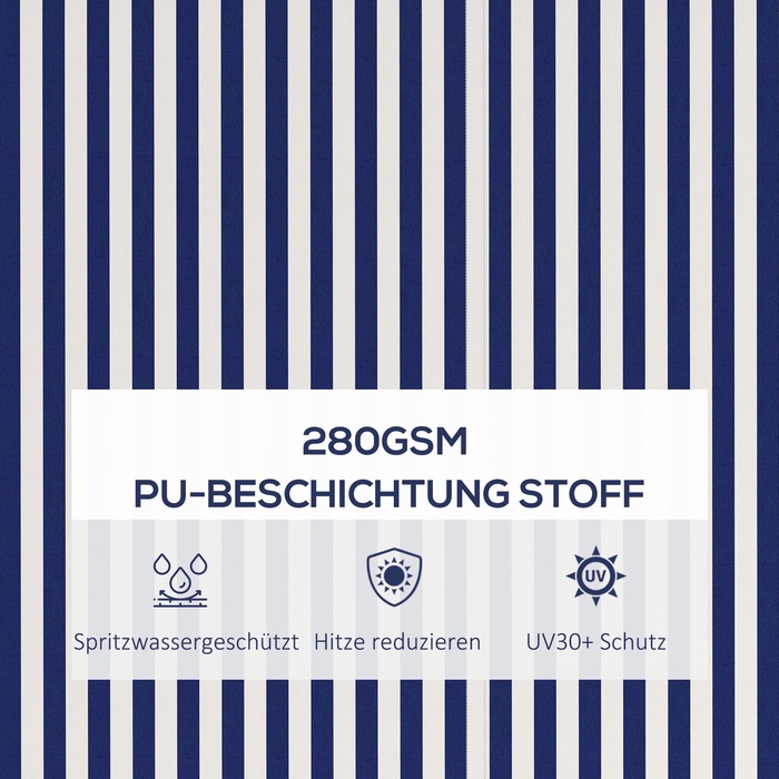 Тент Outsunny Folding Arm з ручною рукояткою, 350 x 300 см, UV30+ Сонцезахисний тент Патіо маркіза з кутом 45-85°, Балконні маркізи з водонепроникним покриттям, Настінне кріплення, Синій+Білий