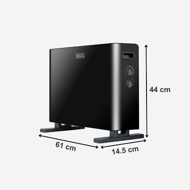 Конвектор BLACK+DECKER BXCSH1800E, 1800 Вт, чорний, з можливістю монтажу на стіну, аналогове керування