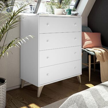 Комод Habitdesign Sweet 4 шухляди, білий Artik, 77,5x40x95 см