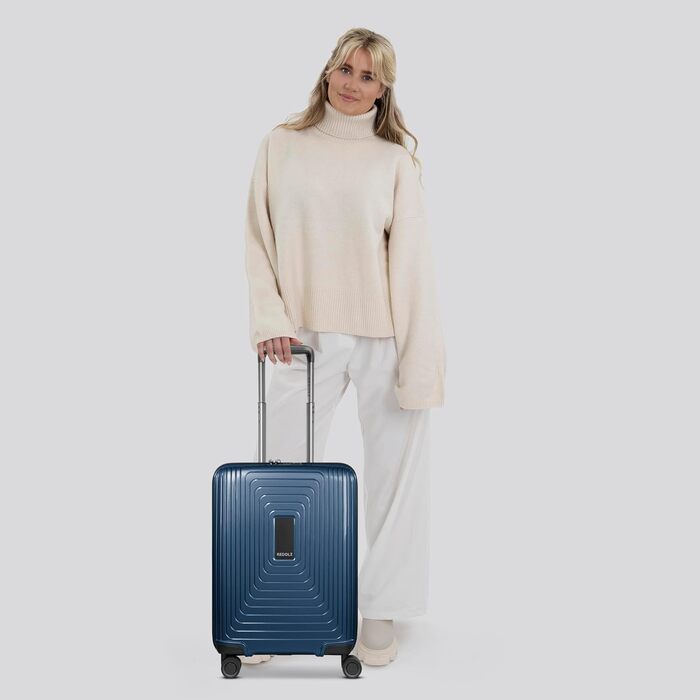 Набір валіз REDOLZ Essentials 14: S (55 см), M (66 см), L (77 см) з розширенням, TSA, 4 колеса (Dark Blue Metallic)
