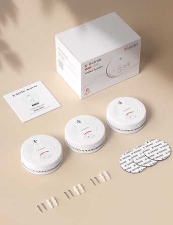 X-Sense Розумний димовий датчик з Wi-Fi, на магнітному кріпленні, сертифікований EN 14604, мережевий датчик, керування через додаток, з базою SBS50, 6 шт.