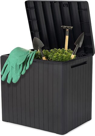 Ящик для зберігання Keter City Box 113л, темно-сірий, з ефектом дерева, 55x44x57.8 см - для балкону та малих площ