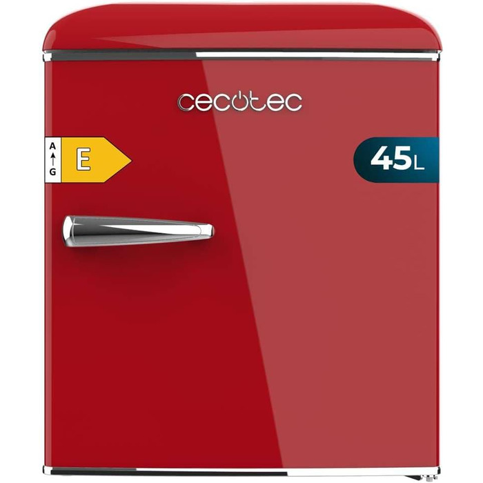 Міні-холодильник Cecotec Bolero CoolMarket TT Origin 45L, ретро, червоний, з морозильною камерою, клас енергоефективності E, 55 см, 44,7 см
