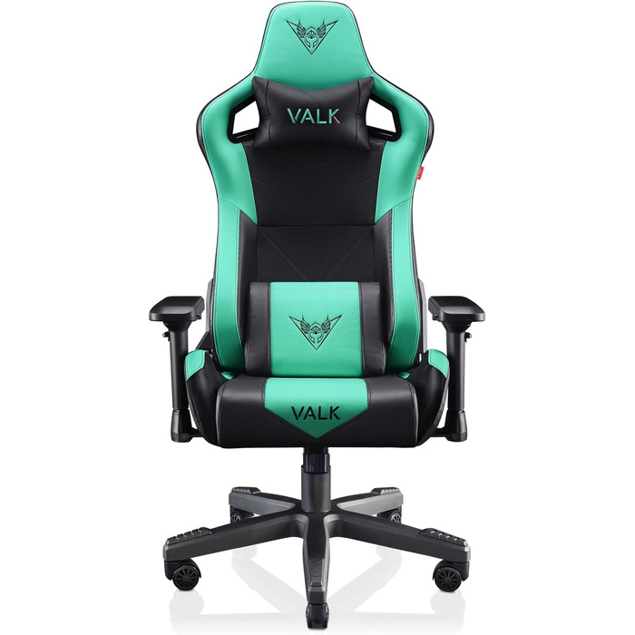 Ігровий крісло VALK Gaia з дихаючою оббивкою, ергономічний офісний крісло, кут нахилу 160º, 4D підлокітники, газліфт Класу 4, професійне геймерське крісло (Aqua Menthe, штучна шкіра)