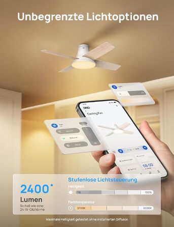 Стельовий вентилятор DREO з LED підсвічуванням та пультом керування, 12 швидкостей, 3 режими, білий з імітацією дерева