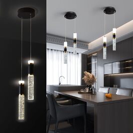 Сучасна кришталева підвісна люстра SXLXQM, LED, диміруєма, 3 кольори, регульована висота, чорний та золотий, для кухонного острова, спальні, їдальні