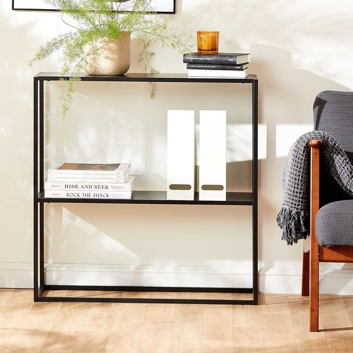 Консольний стіл AC Design Furniture Nino з металу, чорний, індустріальний стиль, з 1 полицею, для вітальні та передпокою, 79,5x80,5x26 см